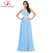 Grace Karin Sweetheart Strapless Floor Length Light blue Prom Dress CL6107-3#